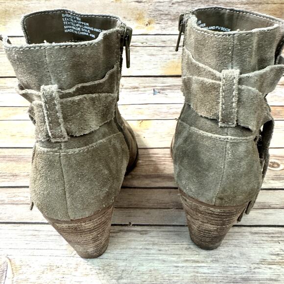 Steven by Steve Madden Womens Taupe Brown/Grey Suede Strappy Fringe Boots 9M - Picture 6 of 9